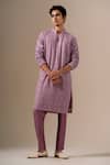 Buy_Darzi House_Purple Georgette Embroidery, Sequins Geometric Kurta Set _at_Aza_Fashions