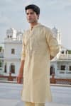 Buy Darzi House Beige Cotton, Jacquard Embroidery, Mirrors, Zari Amber Mukaish Kurta Set Buy_Darzi House_Beige Cotton, Jacquard Embroidery, Mirrors, Zari Amber Mukaish Kurta Set