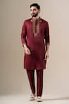 Buy Darzi House Maroon Silk Embroidery, Sequins, Metallic Thread Gilded Kurta Set at Aza Fashions Buy_Darzi House_Maroon Silk Embroidery, Sequins, Metallic Thread Gilded Kurta Set _at_Aza_Fashions