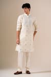 Buy Darzi House Off White Cotton, Chanderi Embroidery, Beads Sky Petal Kurta Set at Aza Fashions Buy_Darzi House_Off White Cotton, Chanderi Embroidery, Beads Sky Petal Kurta Set _at_Aza_Fashions