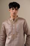 Shop Darzi House Purple Silk Embroidery, Zari Mehfil Mauve Kurta Set Online at Aza Fashions Shop_Darzi House_Purple Silk Embroidery, Zari Mehfil Mauve Kurta Set _Online_at_Aza_Fashions