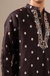 Buy Darzi House Chocolate Cotton, Linen Embroidery Cacao Majesty Kurta Set Buy_Darzi House_Chocolate Cotton, Linen Embroidery Cacao Majesty Kurta Set