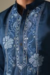 Buy Darzi House Blue Silk Embroidery, Mirrors Dahlia Floral Threadwork Kurta Set Buy_Darzi House_Blue Silk Embroidery, Mirrors Dahlia Floral Threadwork Kurta Set
