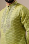 Buy Darzi House Green Cotton, Jacquard Embroidery, Beads, Zari Placket And Printed Kurta Set Buy_Darzi House_Green Cotton, Jacquard Embroidery, Beads, Zari Placket And Printed Kurta Set