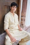 Shop Darzi House Yellow , , Butter Bloom Thread Work Kurta Set Shop_Darzi House_Yellow , , Butter Bloom Thread Work Kurta Set