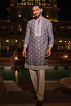 Buy Darzi House Gray Chanderi , Chanderi, Embroidery, Pearls Fleur Kurta Set at Aza Fashions Buy_Darzi House_Gray Chanderi , Chanderi, Embroidery, Pearls Fleur Kurta Set _at_Aza_Fashions