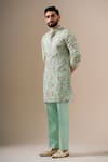 Buy Darzi House Green Cotton, Chanderi Embroidery, Sequins Forest Fauna Kurta Set at Aza Fashions Buy_Darzi House_Green Cotton, Chanderi Embroidery, Sequins Forest Fauna Kurta Set _at_Aza_Fashions