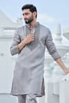 Darzi House Gray Silk Embroidery, Beads, Metallic Thread Steel Grey Opulence Kurta Set at Aza Fashions Darzi House_Gray Silk Embroidery, Beads, Metallic Thread Steel Grey Opulence Kurta Set _at_Aza_Fashions