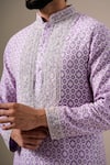 Buy Darzi House Lavender Cotton, Jacquard Embroidery, Beads, Zari Petals And Printed Kurta Set Buy_Darzi House_Lavender Cotton, Jacquard Embroidery, Beads, Zari Petals And Printed Kurta Set