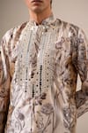Buy Darzi House Beige Modal Mirrors, Foil Printing Reflections In Bloom Printed Kurta Set Buy_Darzi House_Beige Modal Mirrors, Foil Printing Reflections In Bloom Printed Kurta Set