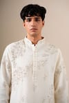 Darzi House Ivory Silk Embroidery, Beads Whispering Kurta Set at Aza Fashions Darzi House_Ivory Silk Embroidery, Beads Whispering Kurta Set _at_Aza_Fashions