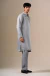 Buy Darzi House Gray Silk Embroidery, Beads Moonstone Leaf Kurta Set at Aza Fashions Buy_Darzi House_Gray Silk Embroidery, Beads Moonstone Leaf Kurta Set _at_Aza_Fashions