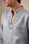 Shop Darzi House Gray Silk Embroidery, Beads Moonstone Leaf Kurta Set at Aza Fashions Shop_Darzi House_Gray Silk Embroidery, Beads Moonstone Leaf Kurta Set _at_Aza_Fashions
