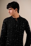 Shop Darzi House Black Georgette Sequins, Beads, Midnight Embroidered Kurta Patiyala Set Online at Aza Fashions Shop_Darzi House_Black Georgette Sequins, Beads, Midnight Embroidered Kurta Patiyala Set _Online_at_Aza_Fashions