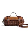 Buy Araani Design Brown Miniature Cross Body Barrel Shaped Duffle Bag at Aza Fashions Buy_Araani Design_Brown Miniature Cross Body Barrel Shaped Duffle Bag _at_Aza_Fashions