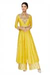 Buy_Neha Khullar_Yellow Embroidered Kurta Jacket And Pants _at_Aza_Fashions