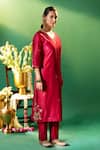 Samyukta Singhania Magenta Chanderi Silk Embroidery, Metallic Thread, Gota Patti Hand Kurta Set at Aza Fashions Samyukta Singhania_Magenta Chanderi Silk Embroidery, Metallic Thread, Gota Patti Hand Kurta Set _at_Aza_Fashions