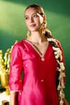 Samyukta Singhania Magenta Chanderi Silk Embroidery, Metallic Thread, Gota Patti Hand Kurta Set Samyukta Singhania_Magenta Chanderi Silk Embroidery, Metallic Thread, Gota Patti Hand Kurta Set