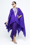 Buy_SOBARIKO_Purple Modal, Satin Round Neck Trisha Silk Cape And Skirt Set _at_Aza_Fashions