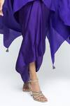 SOBARIKO_Purple Modal, Satin Round Neck Trisha Silk Cape And Skirt Set _Online_at_Aza_Fashions
