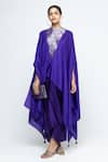 Buy_SOBARIKO_Purple Modal, Satin Round Neck Trisha Silk Cape And Skirt Set _Online_at_Aza_Fashions
