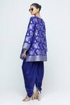 Shop SOBARIKO Blue Silk, Modal, Satin Zari Split Gul Floral Brocade Kurta With Dhoti Pant at Aza Fashions Shop_SOBARIKO_Blue Silk, Modal, Satin Zari Split Gul Floral Brocade Kurta With Dhoti Pant _at_Aza_Fashions