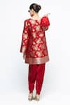 Shop SOBARIKO Red Silk, Modal, Satin Zari, Embroidery Gul Floral Brocade Kurta With Dhoti Pant at Aza Fashions Shop_SOBARIKO_Red Silk, Modal, Satin Zari, Embroidery Gul Floral Brocade Kurta With Dhoti Pant _at_Aza_Fashions
