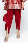 SOBARIKO Red Silk, Modal, Satin Zari, Embroidery Gul Floral Brocade Kurta With Dhoti Pant at Aza Fashions SOBARIKO_Red Silk, Modal, Satin Zari, Embroidery Gul Floral Brocade Kurta With Dhoti Pant _at_Aza_Fashions