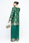 Shop_SOBARIKO_Green Silk Zari, Embroidery Split Gul Floral Brocade Kurta With Farshi Salwar _at_Aza_Fashions