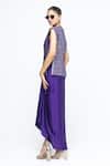 Shop_SOBARIKO_Purple Silk V-neck Alia Brocade Gilet Jacket With Asymmetric Dress _at_Aza_Fashions