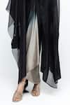 Buy_SOBARIKO_Black Silk V-neck Onaya Cape And Skirt Set _Online_at_Aza_Fashions