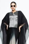 Buy_SOBARIKO_Black Silk V-neck Onaya Cape And Skirt Set 