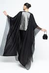 Shop_SOBARIKO_Black Silk V-neck Onaya Cape And Skirt Set _at_Aza_Fashions