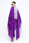 Shop_SOBARIKO_Purple Silk V-neck Onaya Cape And Skirt Set _at_Aza_Fashions