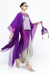 SOBARIKO_Purple Silk V-neck Onaya Cape And Skirt Set _Online_at_Aza_Fashions