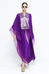 Buy_SOBARIKO_Purple Silk V-neck Onaya Cape And Skirt Set _Online_at_Aza_Fashions