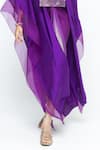 SOBARIKO_Purple Silk V-neck Onaya Cape And Skirt Set _at_Aza_Fashions