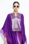 Buy_SOBARIKO_Purple Silk V-neck Onaya Cape And Skirt Set 