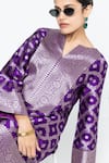 SOBARIKO Purple Silk Zari V-neck Heera Brocade Jaal Kurta With Pant at Aza Fashions SOBARIKO_Purple Silk Zari V-neck Heera Brocade Jaal Kurta With Pant _at_Aza_Fashions