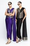 SOBARIKO_Black Modal, Satin, Brocade, Silk Metallic Thread Kiara Waistcoat Skirt Set _Online_at_Aza_Fashions