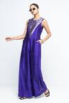 Buy SOBARIKO Purple Silk Zari Round Neck Reha Woven Jumpsuit Online at Aza Fashions Buy_SOBARIKO_Purple Silk Zari Round Neck Reha Woven Jumpsuit _Online_at_Aza_Fashions