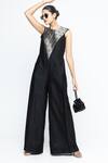 Shop SOBARIKO Black Silk Round Neck Reha Woven Jumpsuit Online at Aza Fashions Shop_SOBARIKO_Black Silk Round Neck Reha Woven Jumpsuit _Online_at_Aza_Fashions