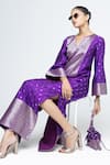 SOBARIKO_Purple Silk Zari V-neck Nats Brocade Kaftan _Online_at_Aza_Fashions