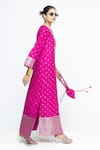 Buy_SOBARIKO_Pink Silk V-neck Nats Brocade Kaftan _Online_at_Aza_Fashions