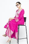 SOBARIKO_Pink Silk V-neck Nats Brocade Kaftan _at_Aza_Fashions