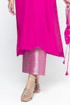 SOBARIKO Pink Silk, Organza Zari Split V-neck Seher Woven Tunic Pant Set Online at Aza Fashions SOBARIKO_Pink Silk, Organza Zari Split V-neck Seher Woven Tunic Pant Set _Online_at_Aza_Fashions