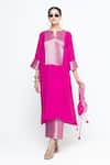 Buy SOBARIKO Pink Silk, Organza Zari Split V-neck Seher Woven Tunic Pant Set Online at Aza Fashions Buy_SOBARIKO_Pink Silk, Organza Zari Split V-neck Seher Woven Tunic Pant Set _Online_at_Aza_Fashions