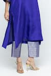 Buy SOBARIKO Blue Silk, Organza Zari Split V-neck Seher Woven Tunic Pant Set Online at Aza Fashions Buy_SOBARIKO_Blue Silk, Organza Zari Split V-neck Seher Woven Tunic Pant Set _Online_at_Aza_Fashions
