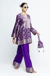 SOBARIKO Purple Silk, Modal, Satin Metallic Seerat Brocade Jaal Kurta With Farshi Pant Online at Aza Fashions SOBARIKO_Purple Silk, Modal, Satin Metallic Seerat Brocade Jaal Kurta With Farshi Pant _Online_at_Aza_Fashions