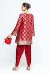 Shop_SOBARIKO_Red Silk, Modal, Satin Zari, Embroidery Heer Brocade Jaal Kurta With Dhoti Pant _at_Aza_Fashions